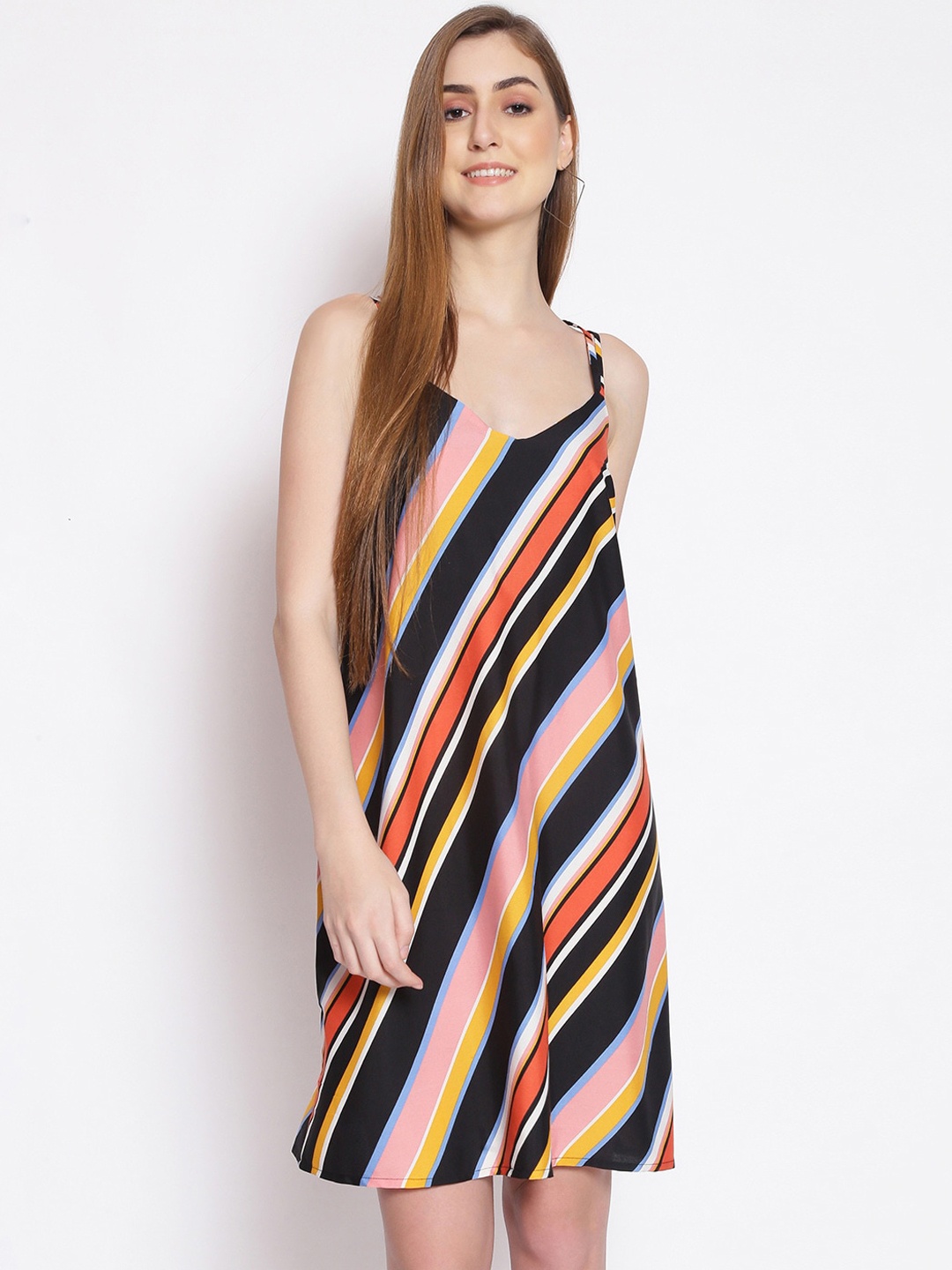

Oxolloxo Multi Striped Satin A-Line Dress
