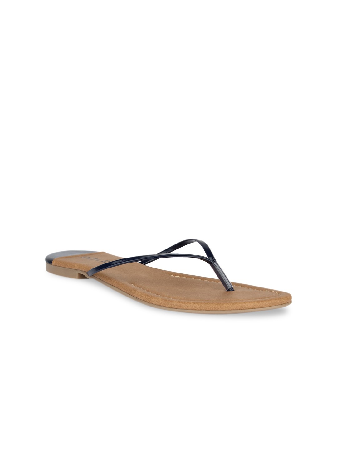 

SOLES Women Navy Blue T-Strap Flats