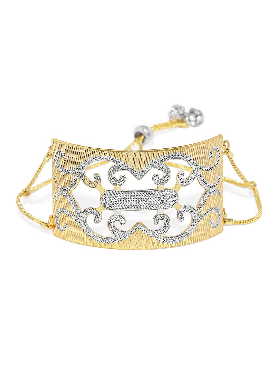 

AccessHer Women Gold & Silver-Toned Brass Gold-Plated Kada Bracelet