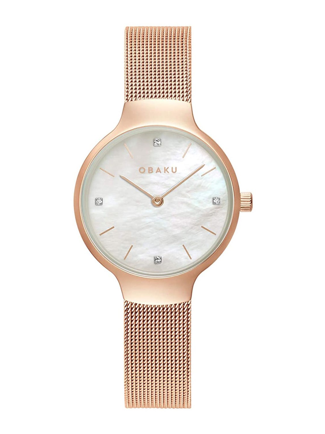 

Obaku Women White Brass Dial & Rose Gold Stainless Steel Straps Analogue Watch V241LXVWMV