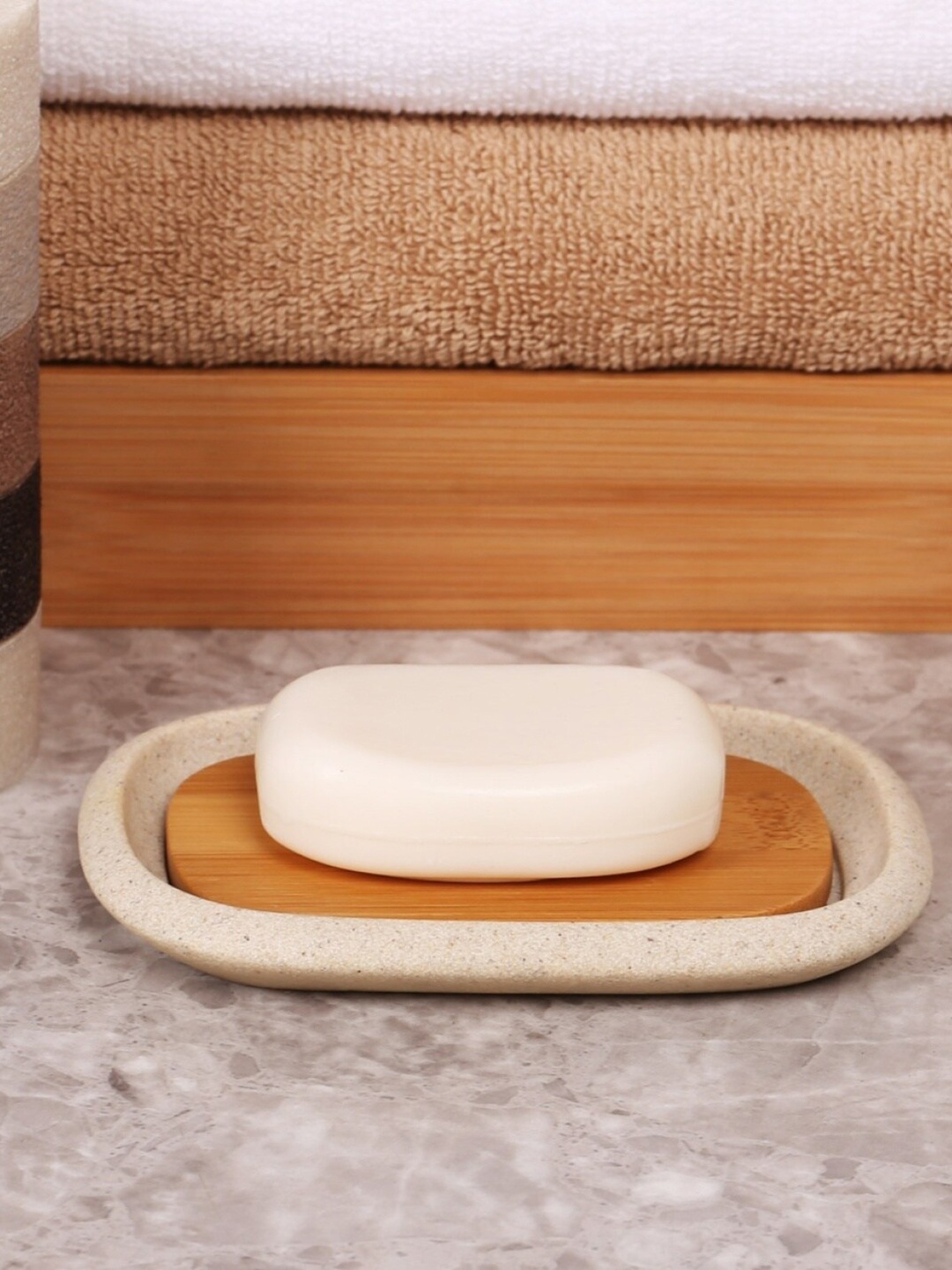 

Home Centre Beige Striped Hudson Zen Polyresin Soap Dish