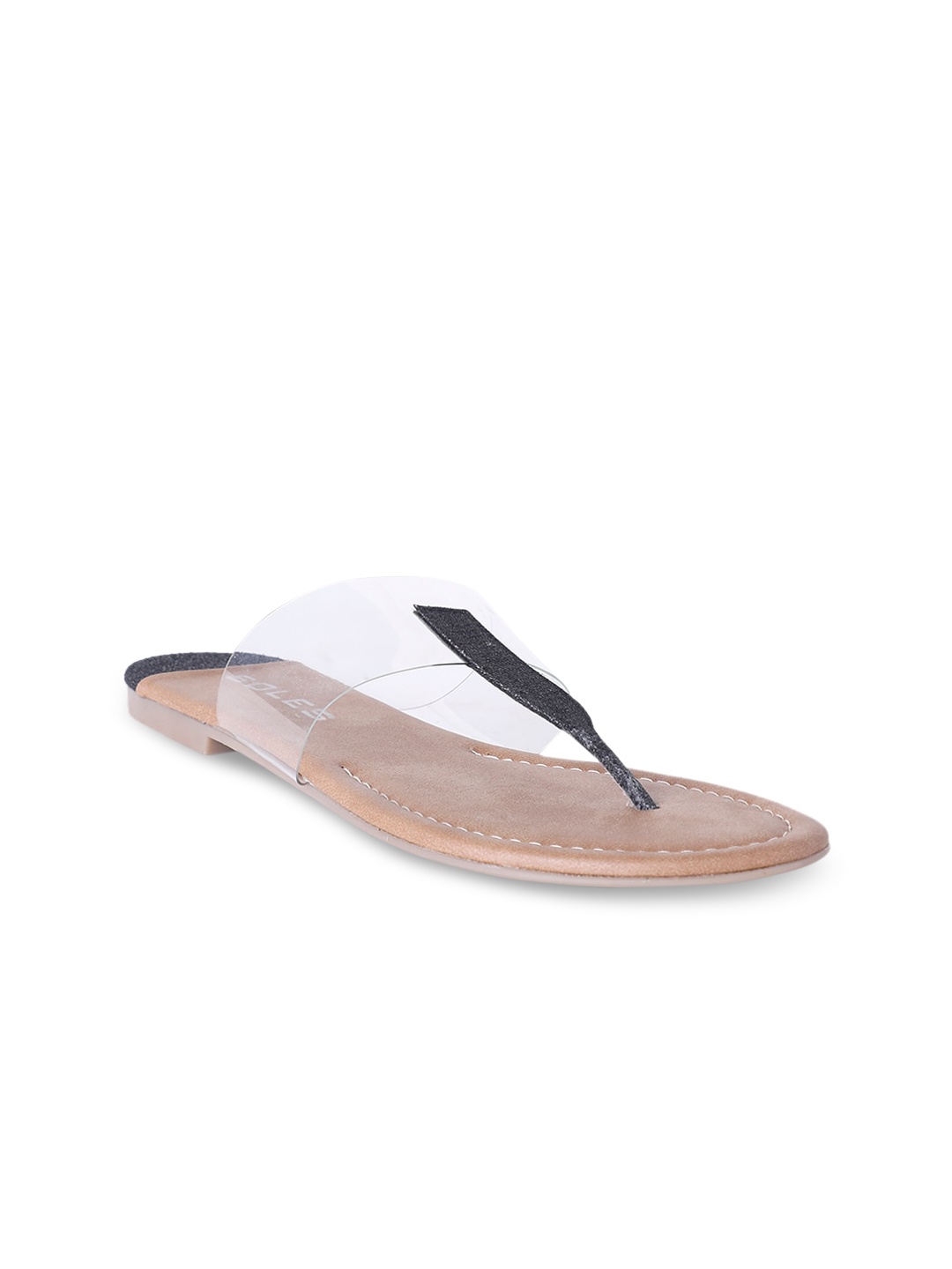 

SOLES Women Black T-Strap Flats
