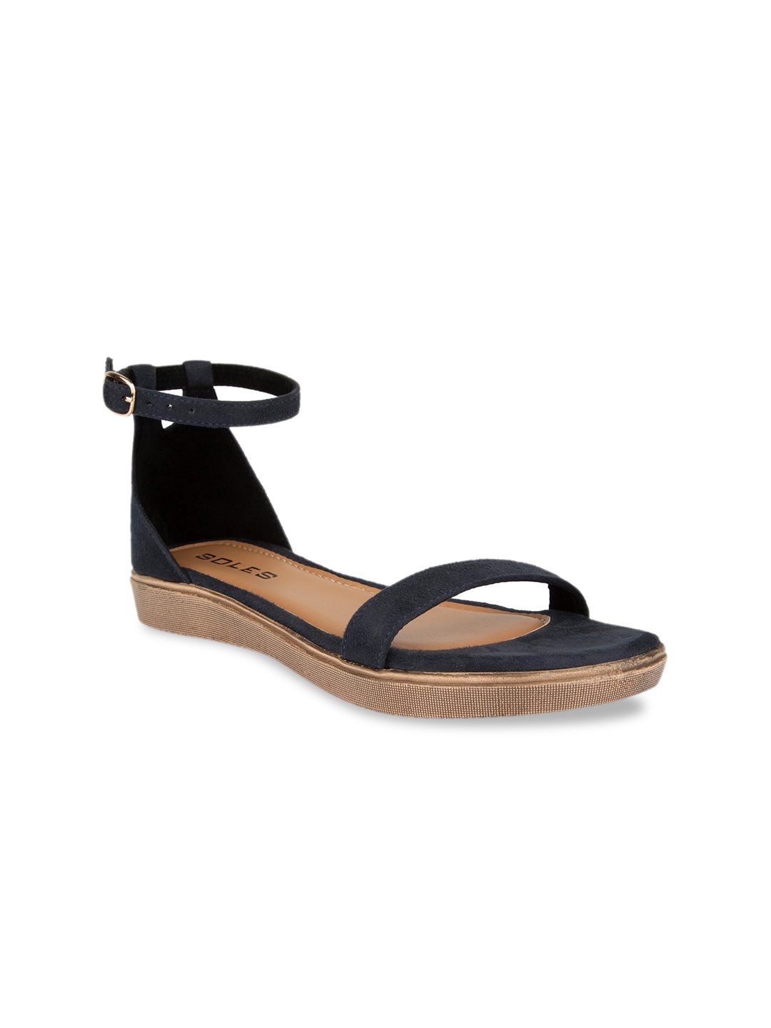

SOLES Women Blue Open Toe Flats with Buckles