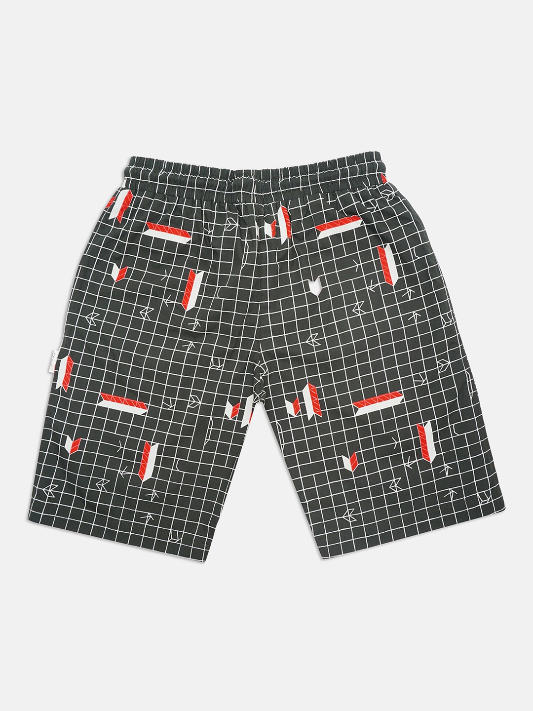

Lil Tomatoes Boys Olive Green Checked Regular Fit Regular Shorts
