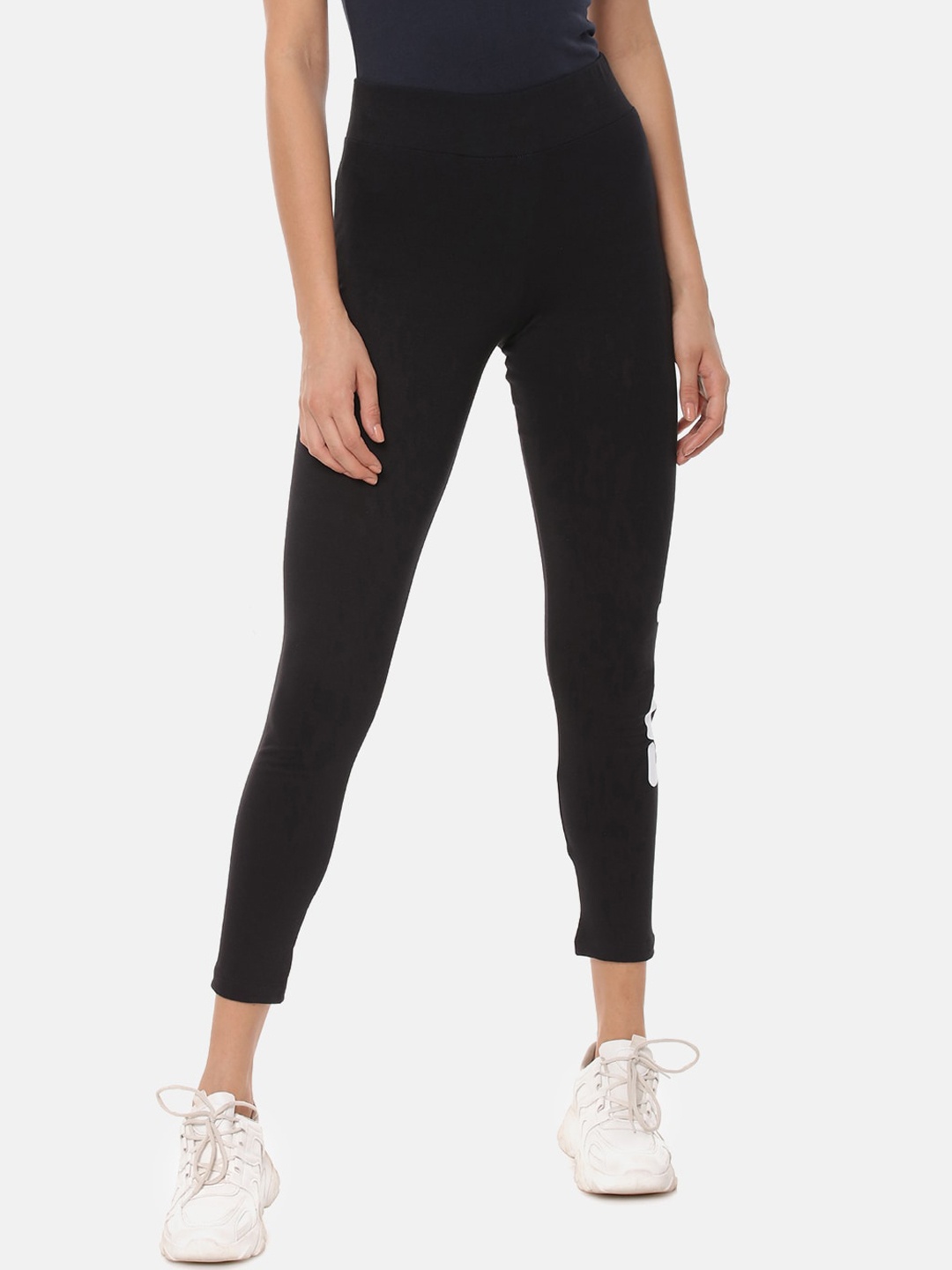 

FILA Women Black Solid Ankle-Length Begonia Leggings