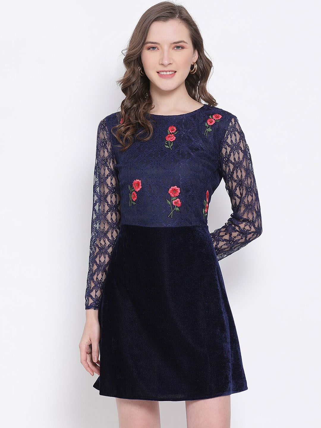 

LY2 Blue Crepe Lace Dress