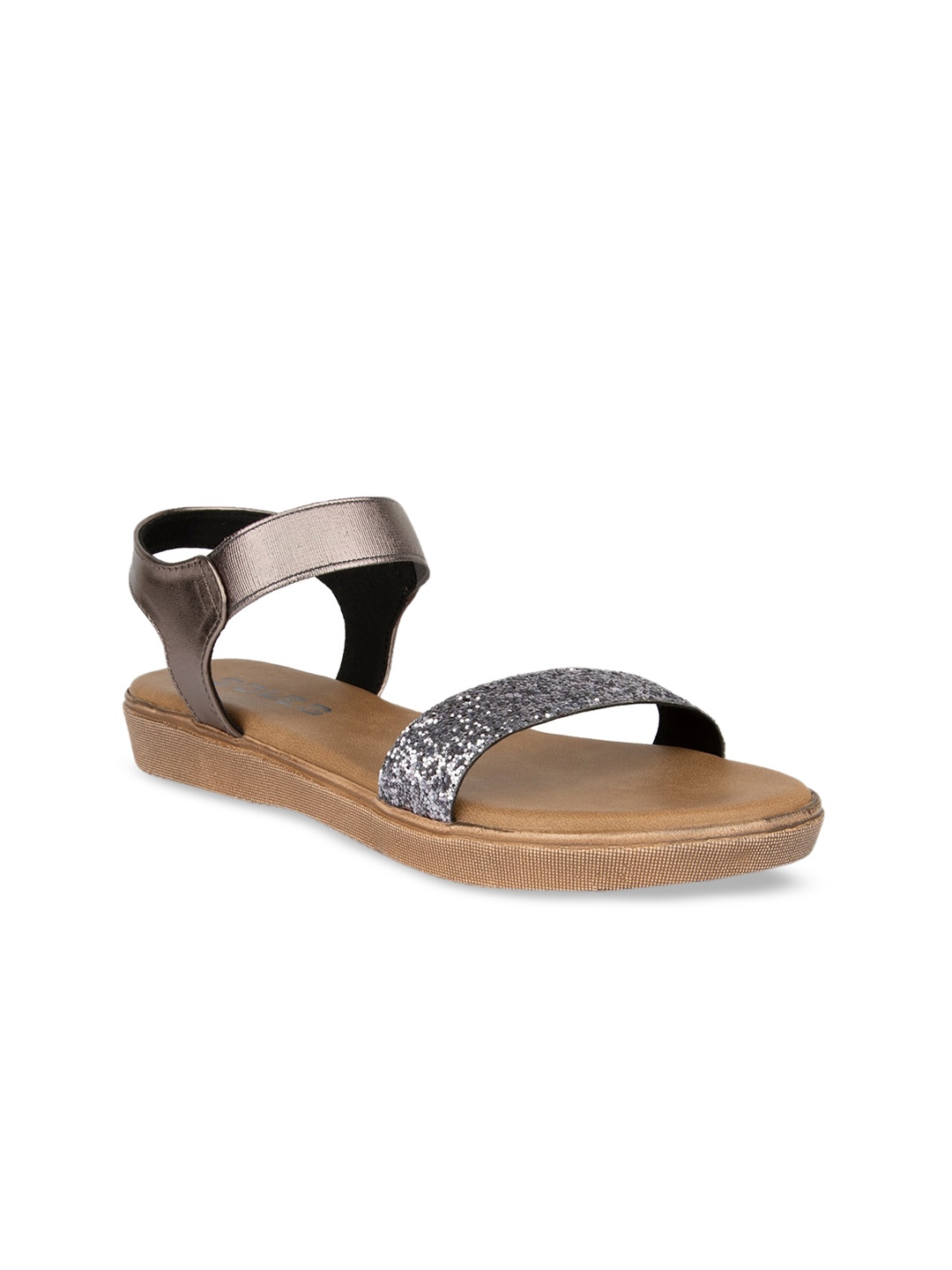 

SOLES Women Metallic Embellished Open Toe Flats
