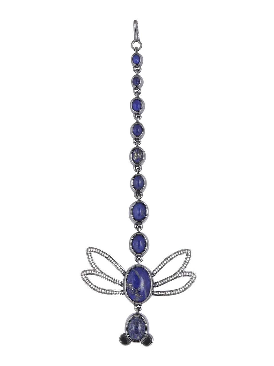 

Funky Maharani Silver-Plated Crystal-Studded Dragonfly Handcrafted Maang Tikka