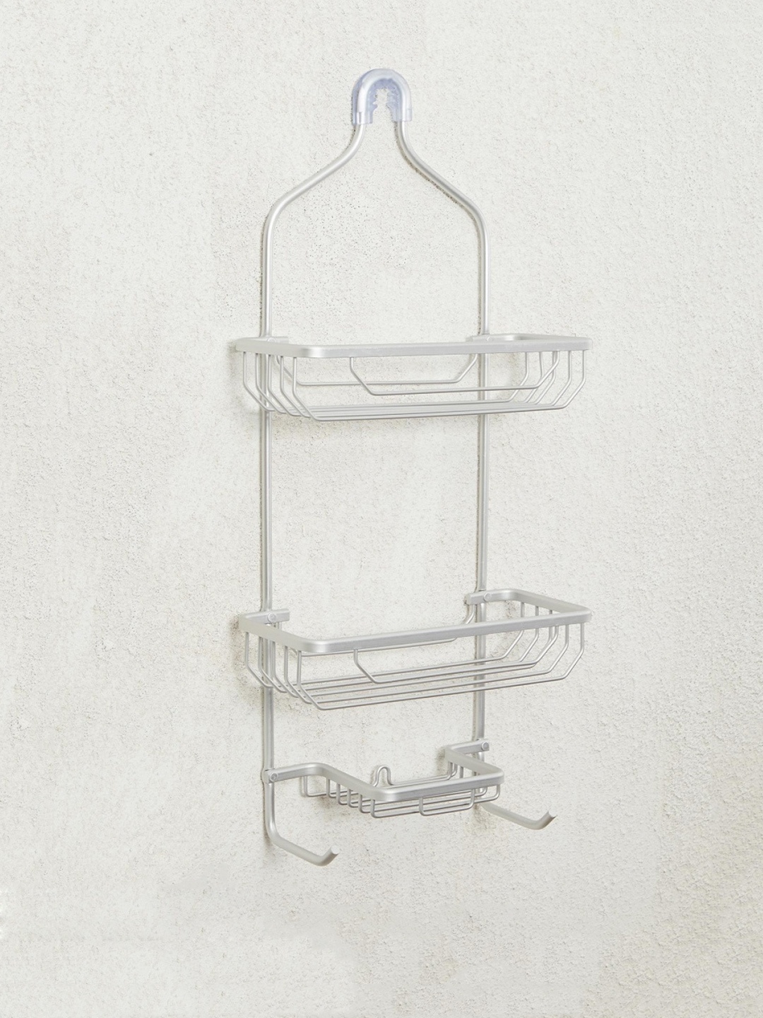 

Home Centre Silver-Toned Solid Aluminium Two-Tier Shower Caddy