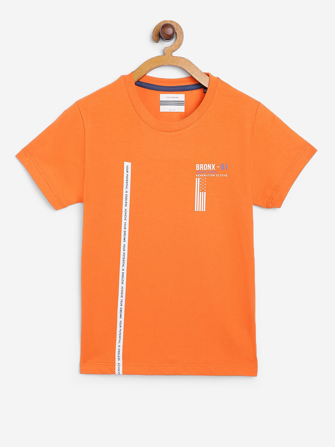 

Octave Boys Orange Typography T-shirt
