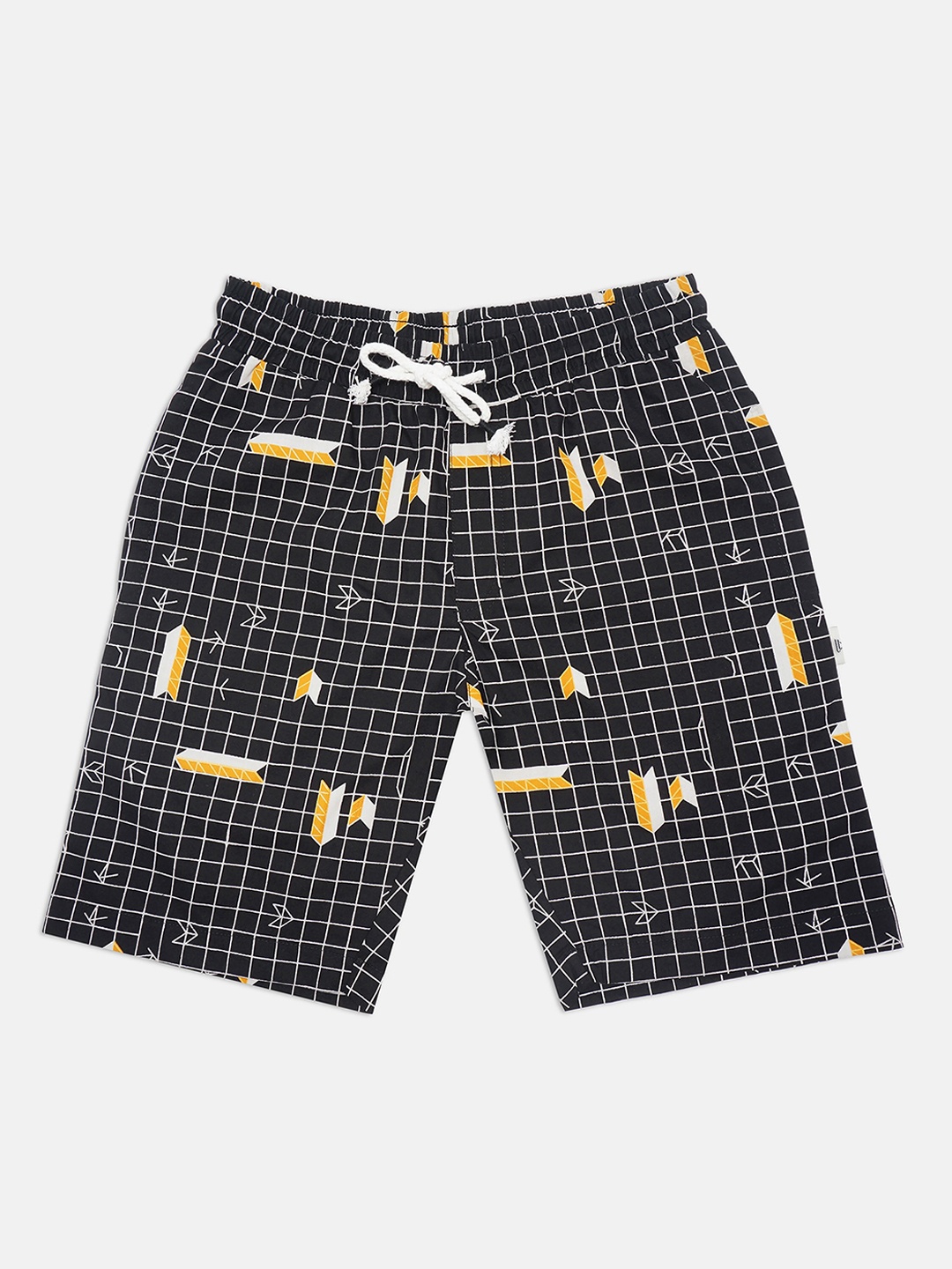 

Lil Tomatoes Boys Black Checked Regular Fit Cotton Regular Shorts