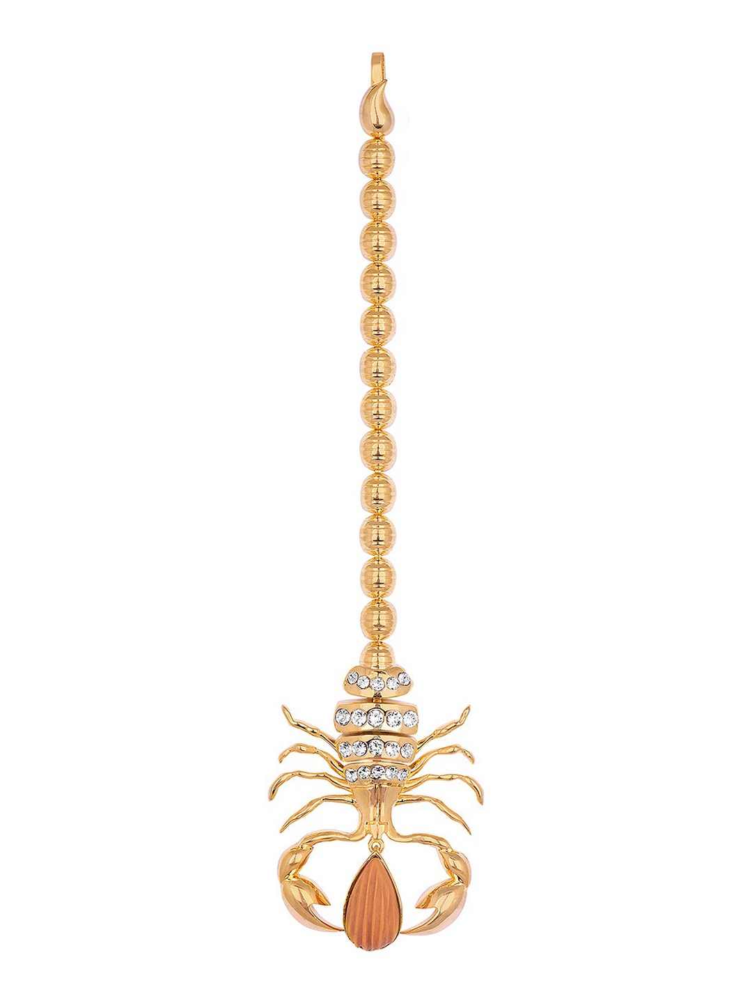 

Funky Maharani Gold-Plated White Crystal-Studded Scorpion Handcrafted Maang Tikka