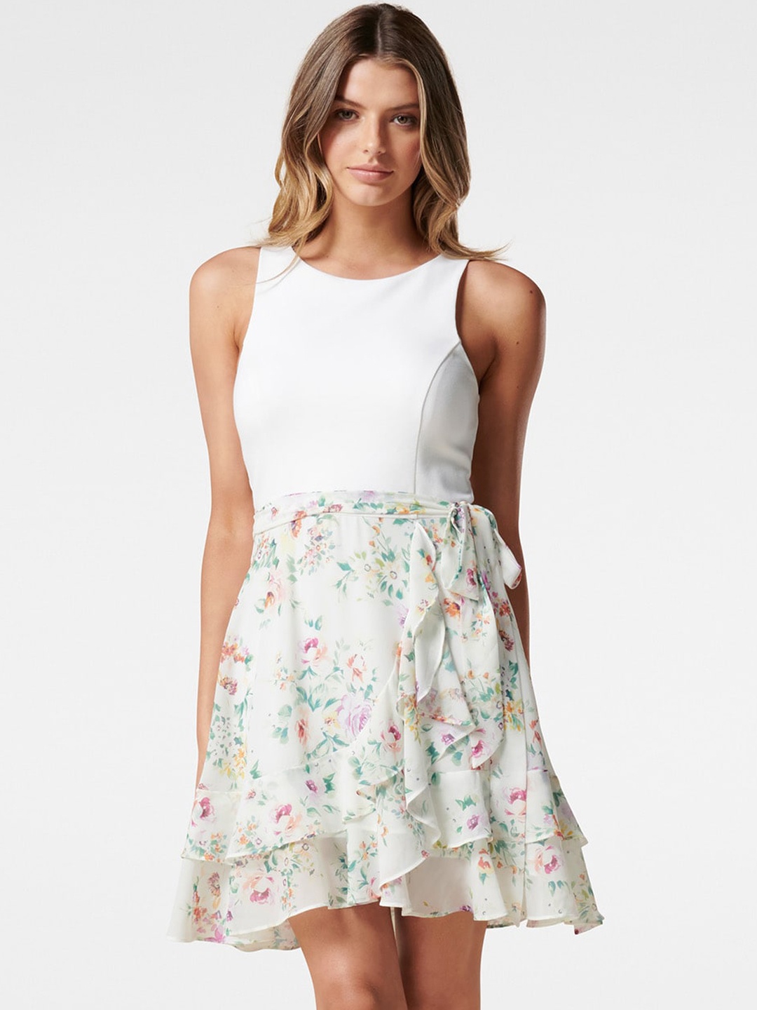 

Forever New White Floral Georgette Dress