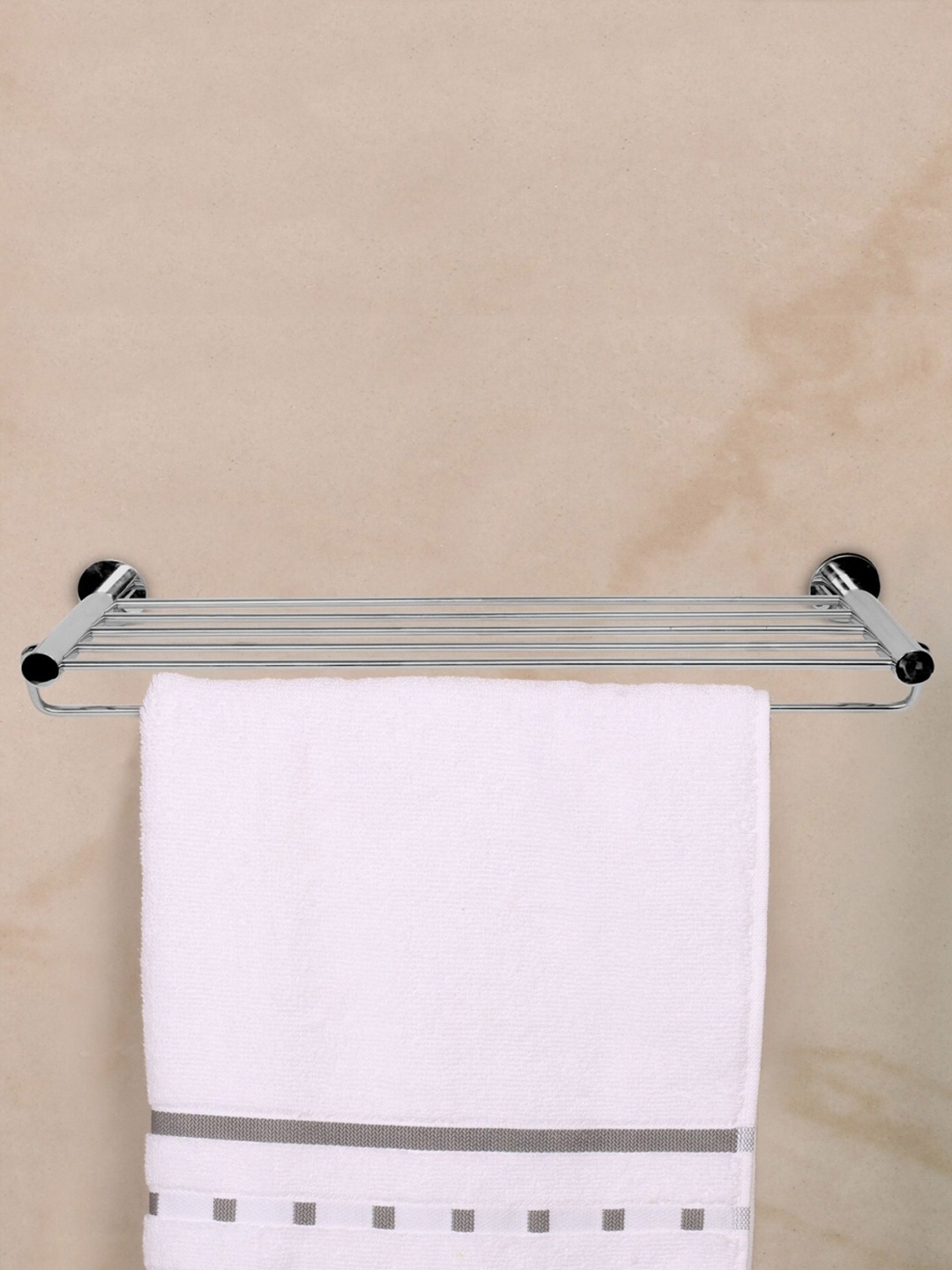 

Home Centre Silver-Toned Solid Adrian Aeron 2-Tier Stainless Steel Towel Shelf