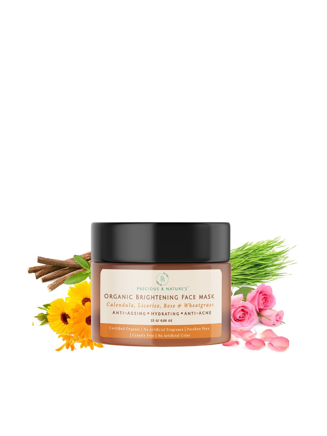 

Precious and Natures Certified Organic Brightening Face Mask 25 g, Brown