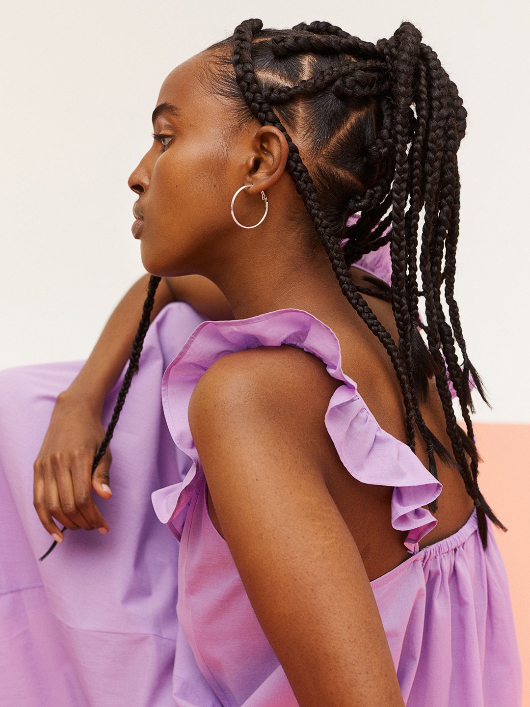 

H&M Women Flounce-Detail Dress, Purple