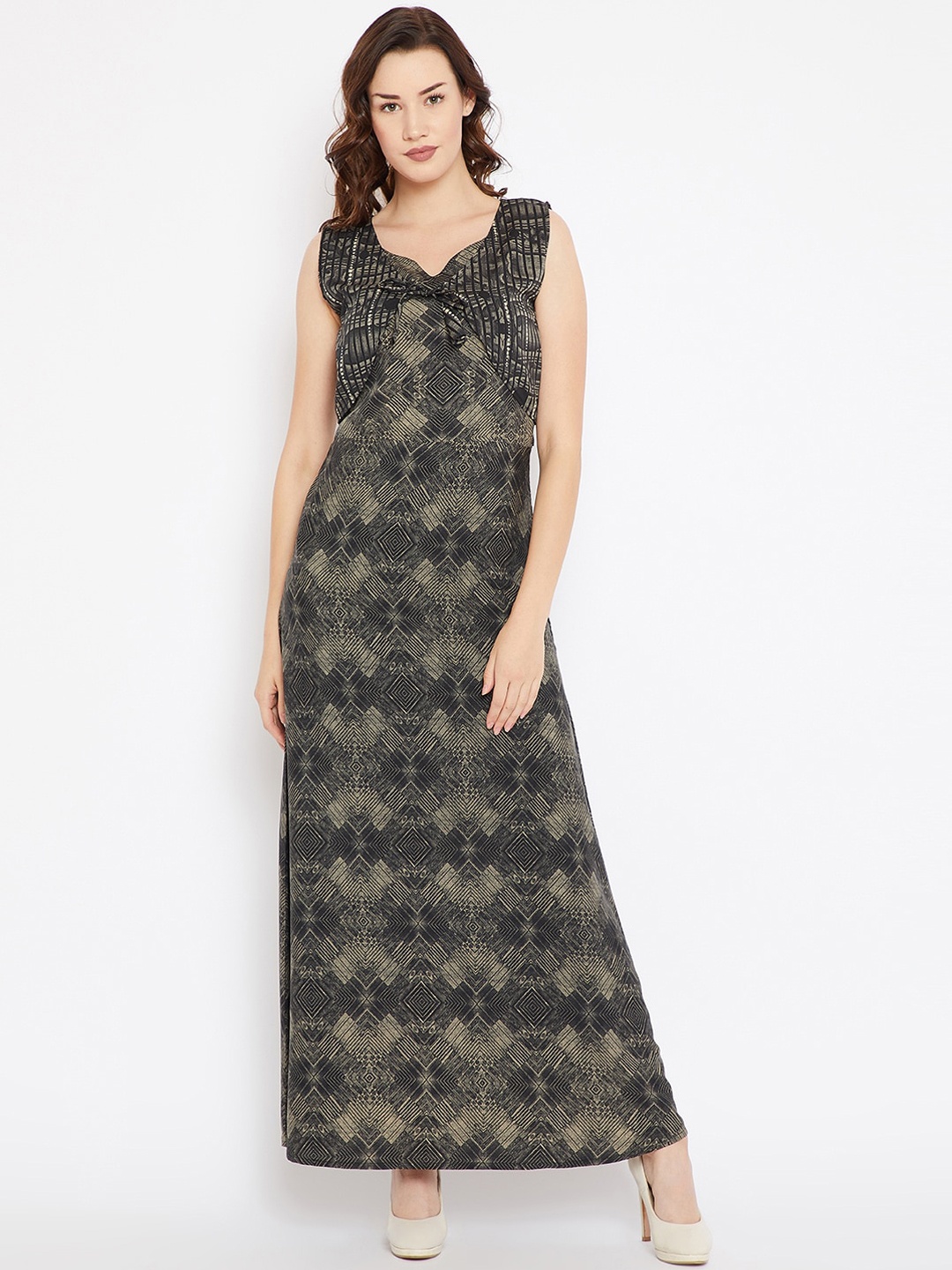 

Cottinfab Brown Crepe Maxi Dress