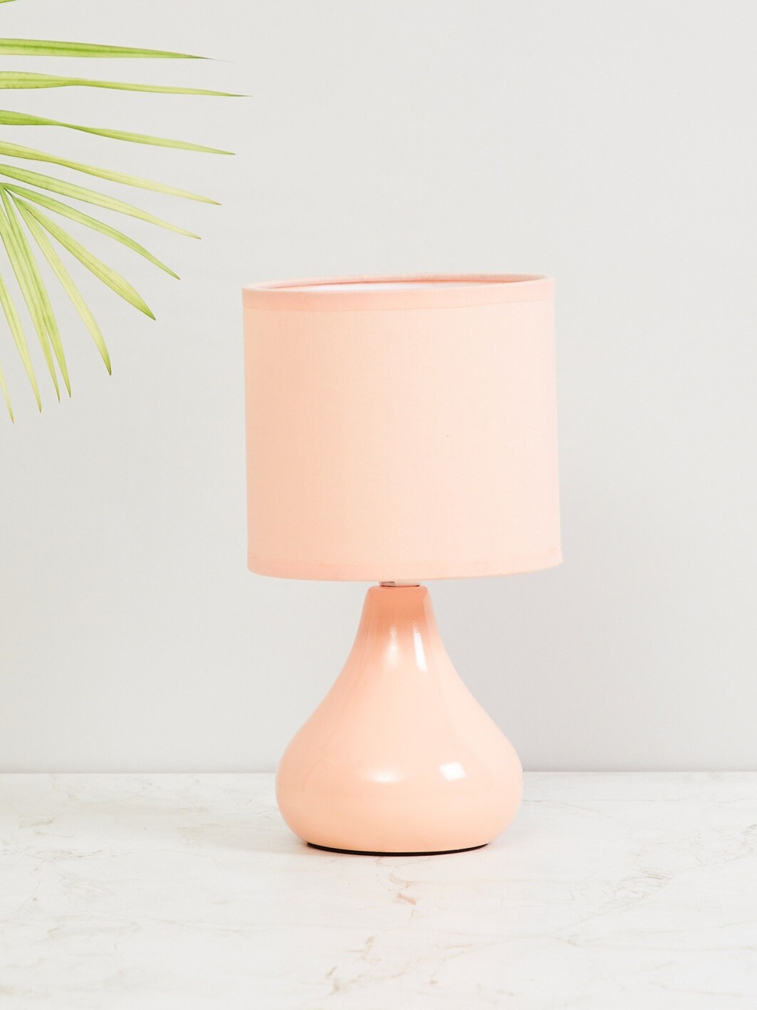 Home Centre Peach-Coloured Solid Contemporary Buffet Table Lamp Shade