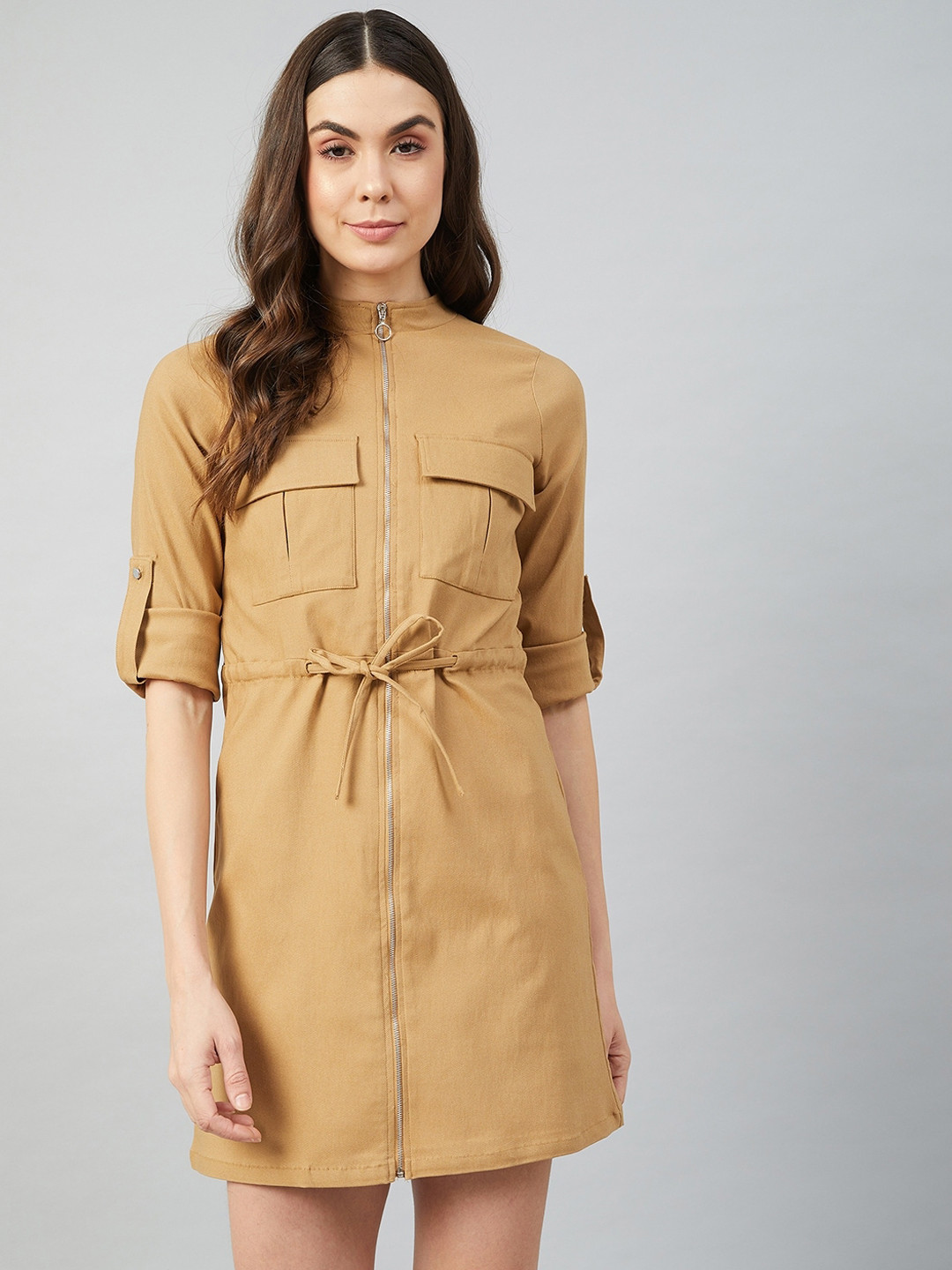 

Athena Beige Shirt Dress