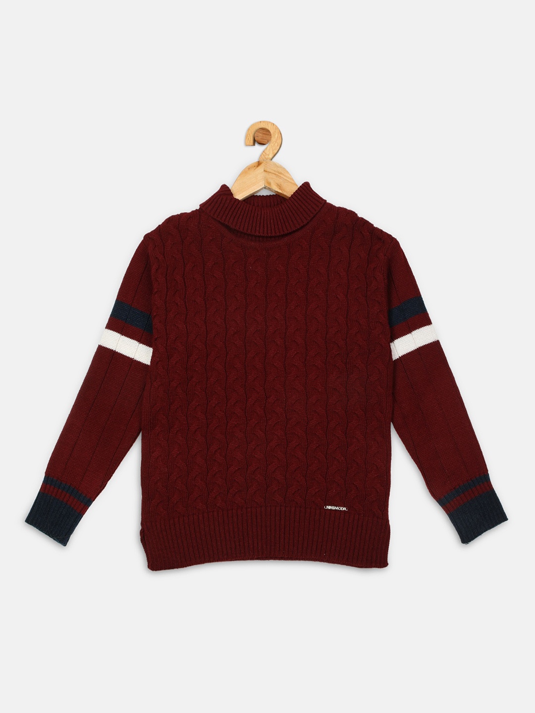 

Nins Moda Girls Maroon & White Regular Top