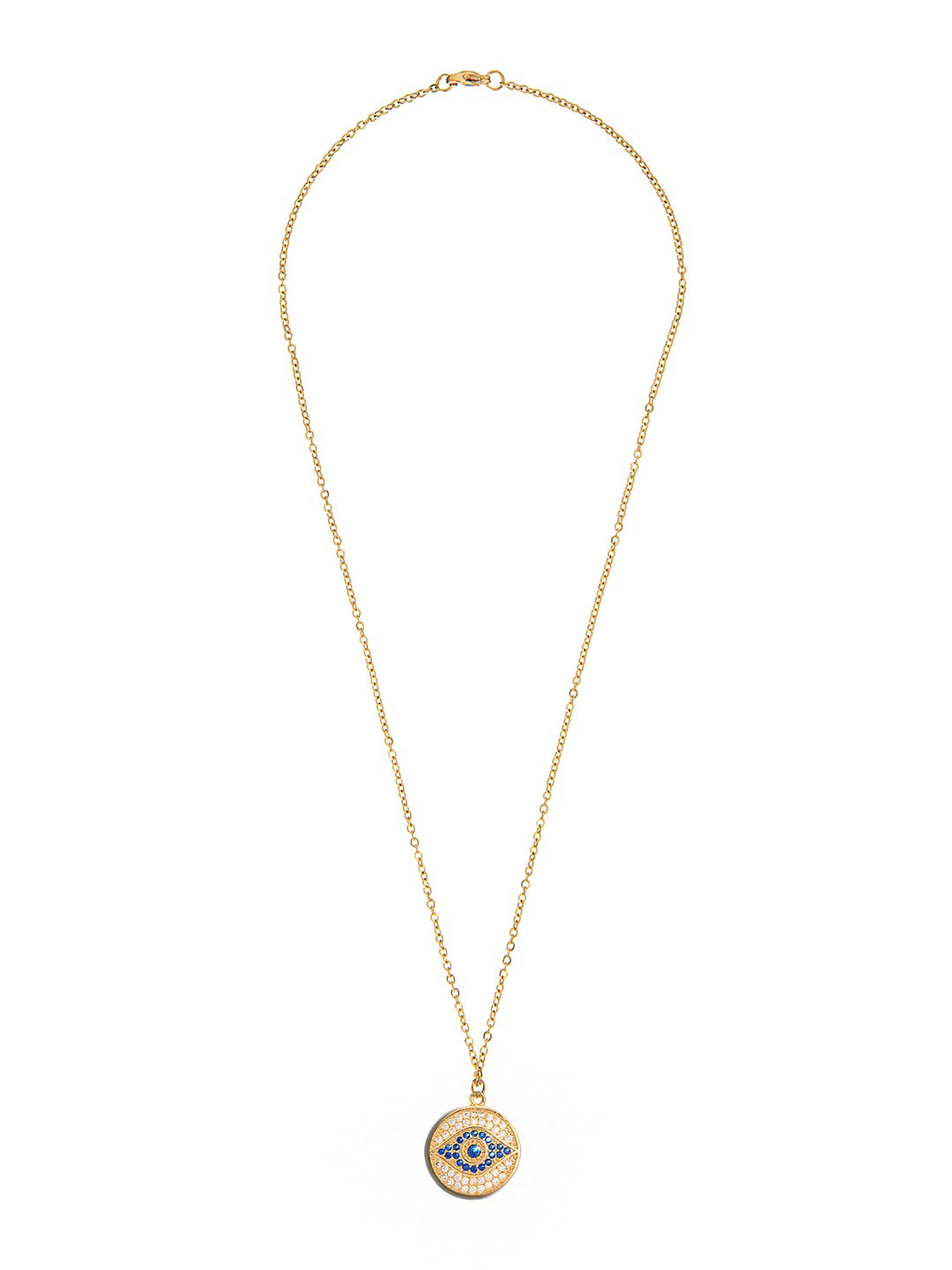

Moon Dust Gold-Plated White & Blue CZ-Studded & AD-Studded Pendent With Chain