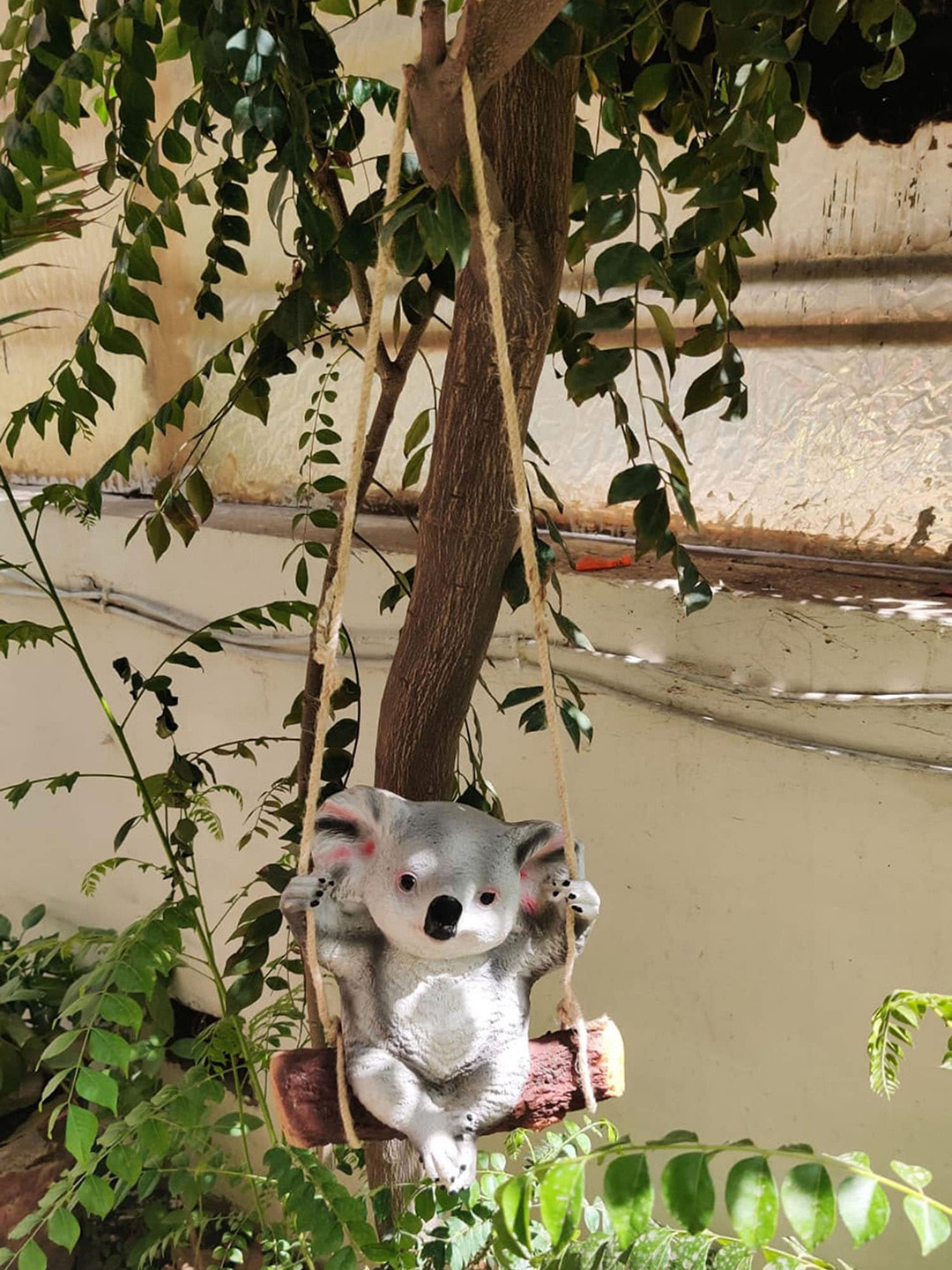 

Wonderland Grey & Brown Koala On Swing Hanging Garden Accessory