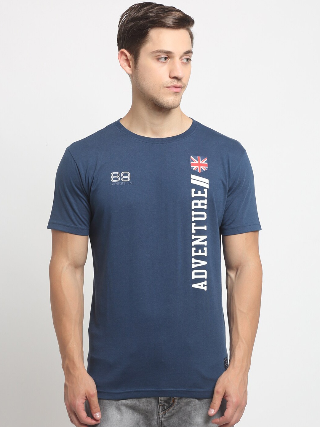

Cantabil Men Blue Typography Slim Fit T-shirt