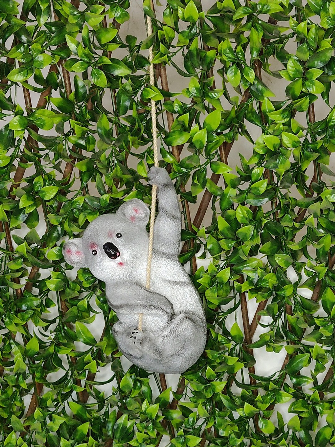 

Wonderland Grey Koala On Rope Hanging Garden Accessory
