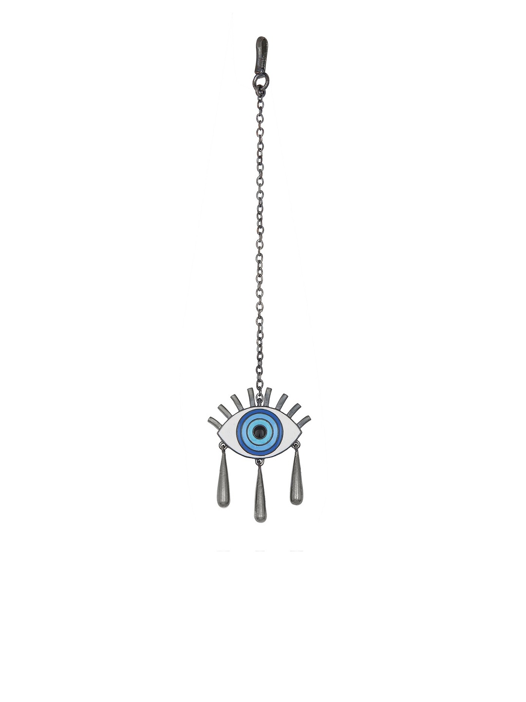 

Funky Maharani Silver-Plated Black & Blue Nazar Handcrafted Maang Tikka