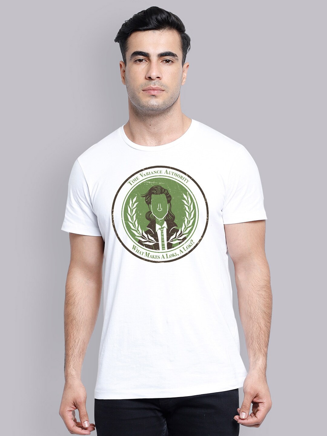 

Free Authority Men White & Green Loki Printed T-shirt