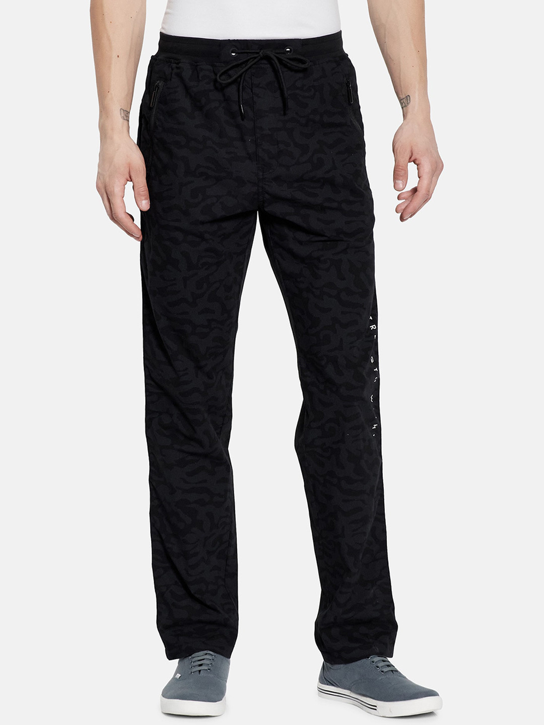 

Octave Men Black Printed Cotton Track Pants