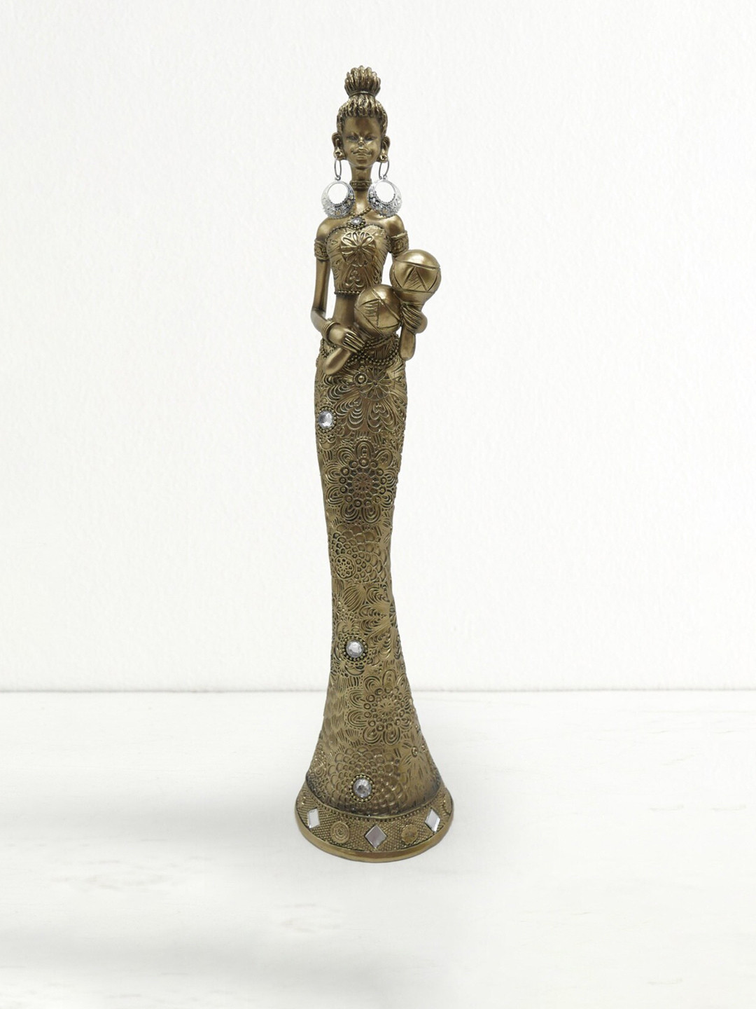 

Home Centre Gold-Toned Corsica African Musician Engraved & Stone Embellished Polyresin Figurine Showpiece