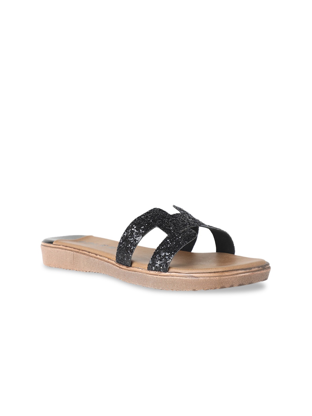 

SOLES Women Black Open Toe Flats