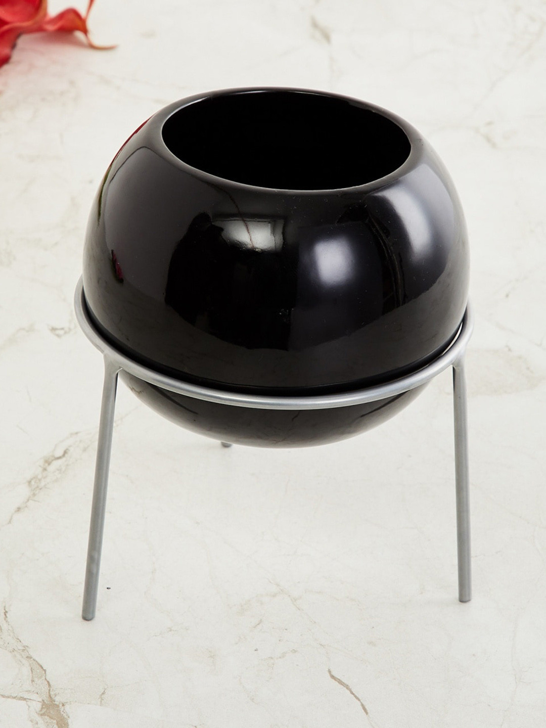 

Home Centre Black Splendid Solid Flower Pot With Stand
