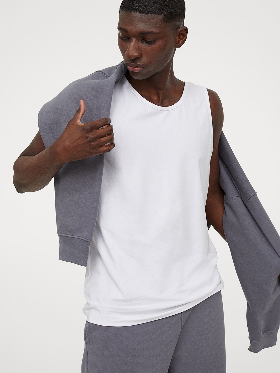 

H&M Mens White 5-pack vest tops Regular Fit