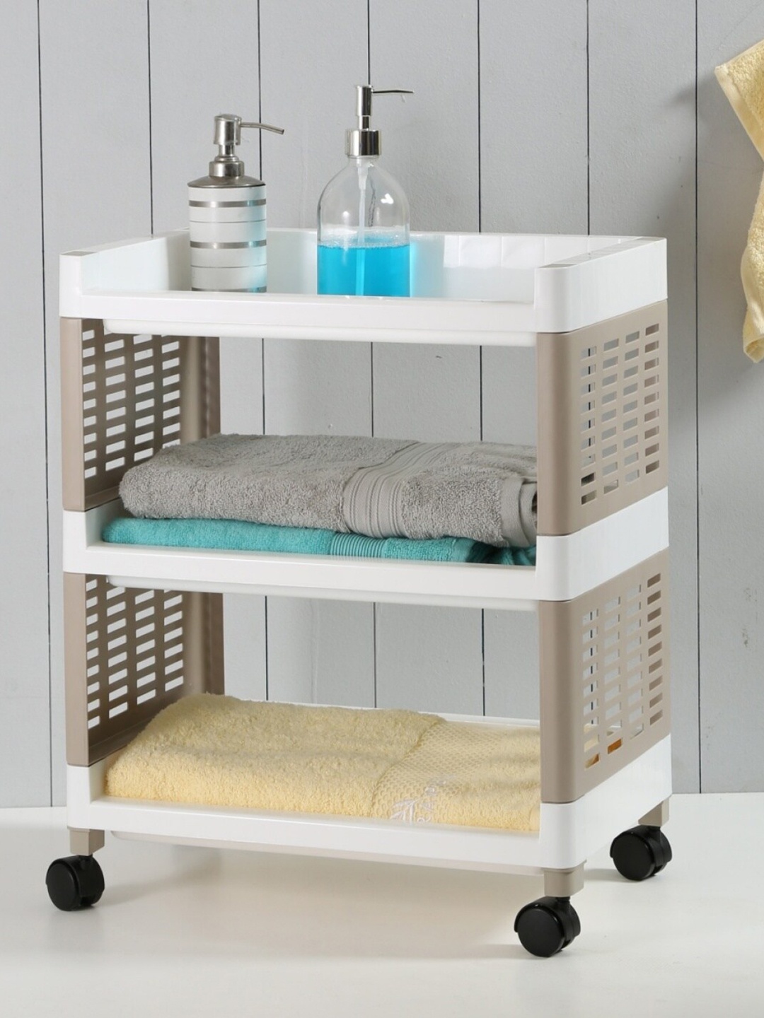 

Home Centre Beige & Black Omnia 3 Tier Organizer Rack