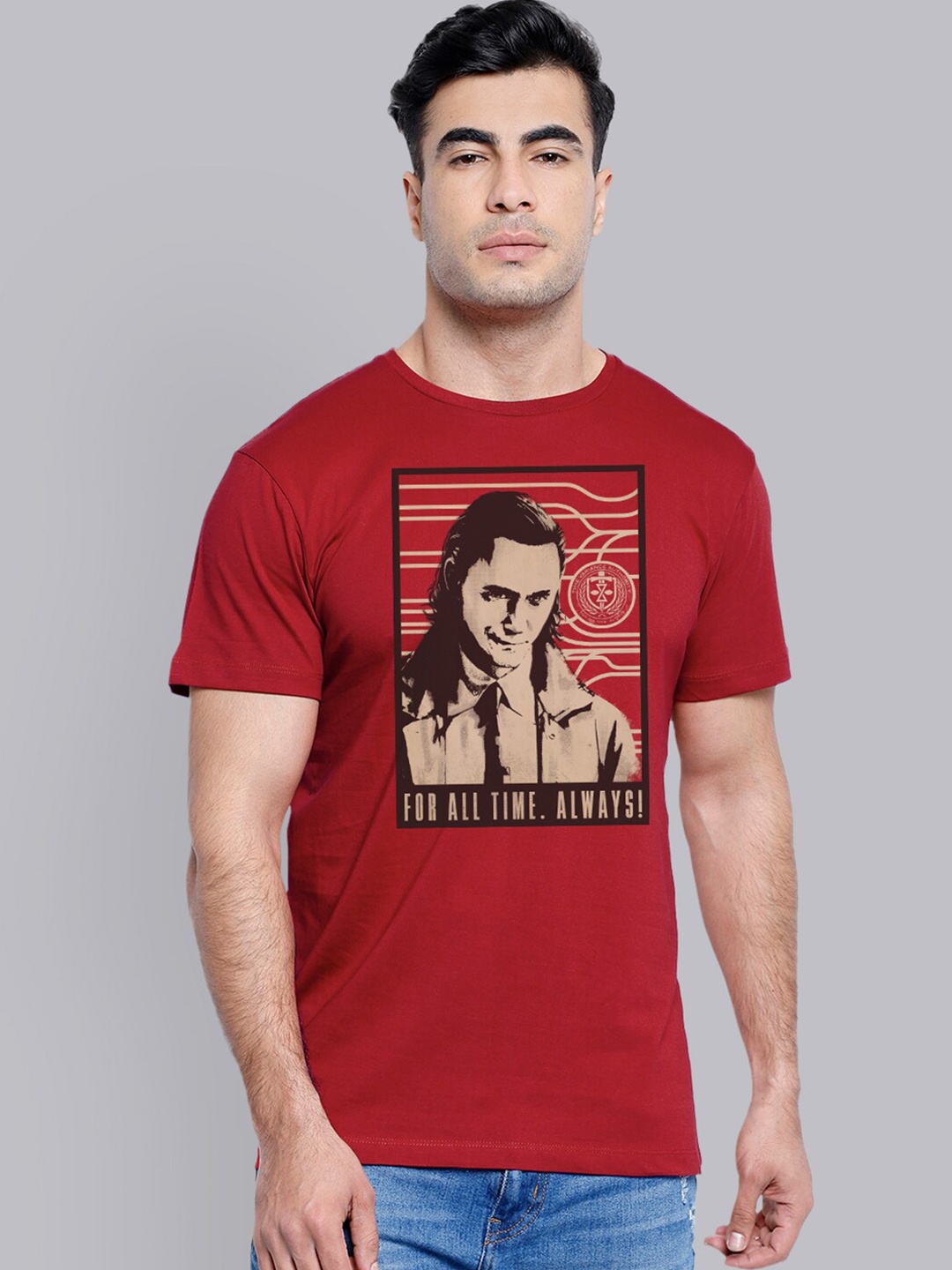 

Free Authority Men Red & Beige Loki Printed T-shirt