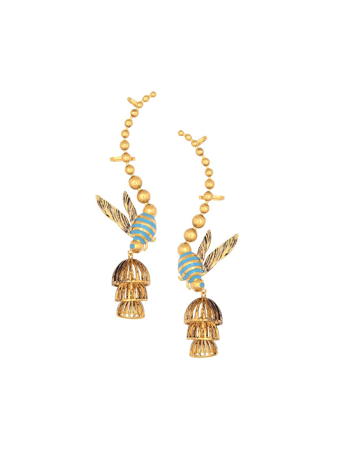 Funky Maharani Gold Contemporary Gold-Plated Ear Cuff Earrings