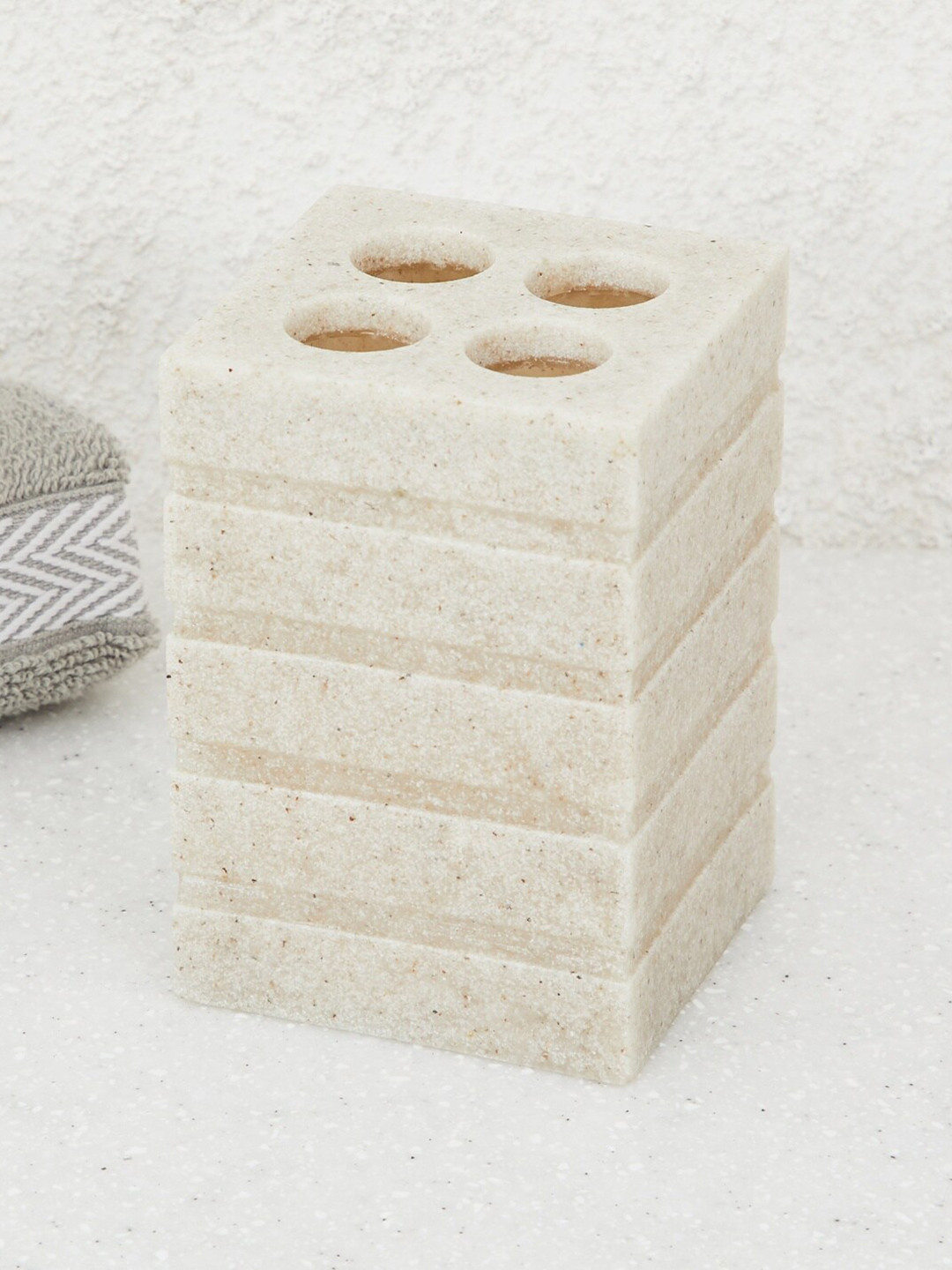 

Home Centre Beige Carter Textured Polyresin Tooth Brush Holder
