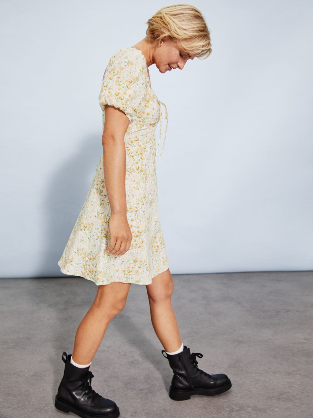 

H&M Women Yellow Linen-Blend Dress