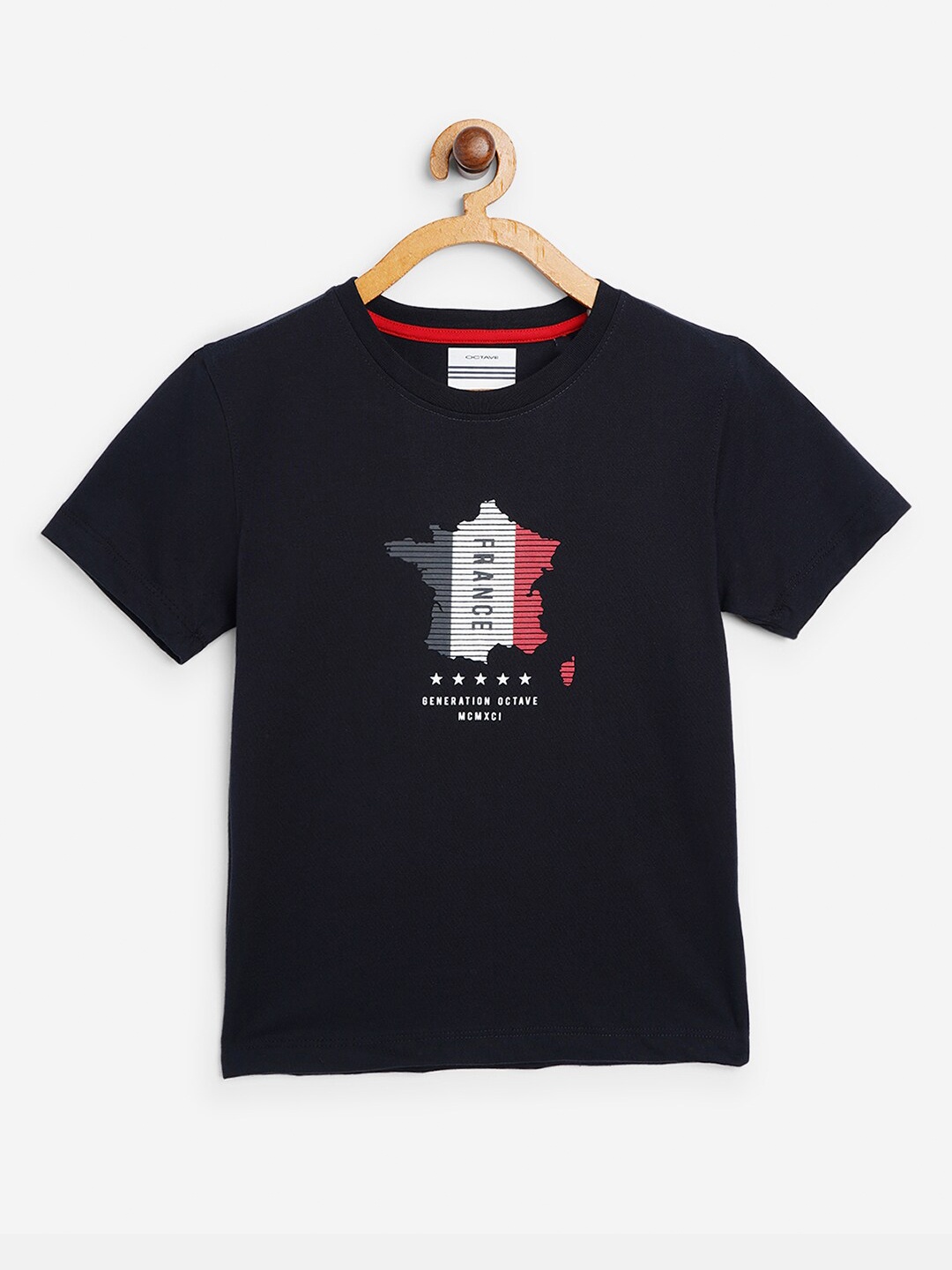 

Octave Boys Navy Blue Printed Cotton T-shirt