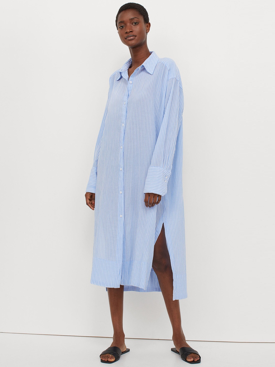 

H&M Women Blue Cotton Shirt Dress