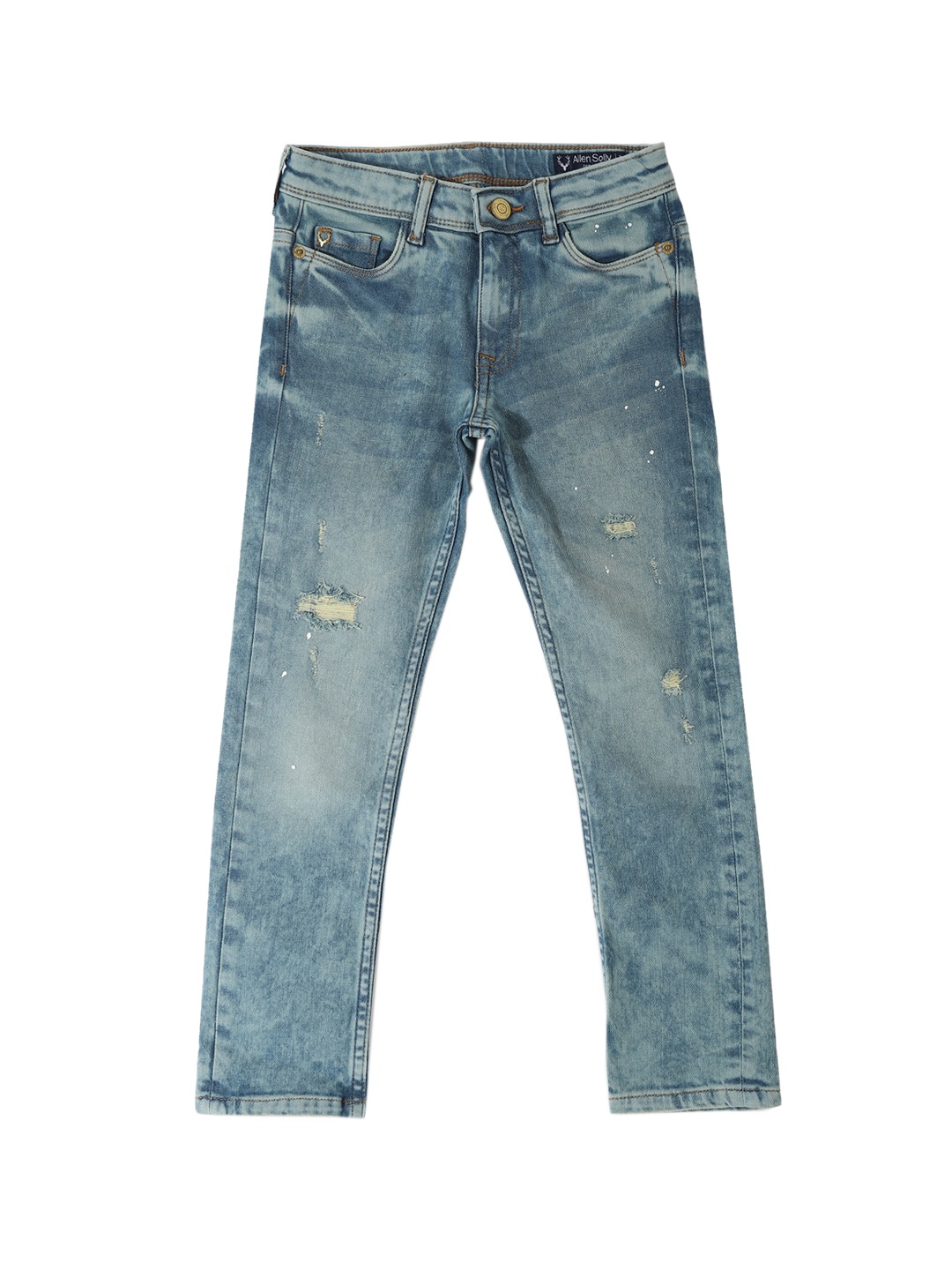 

Allen Solly Junior Boys Blue Skinny Fit Low Distress Heavy Fade Stretchable Jeans