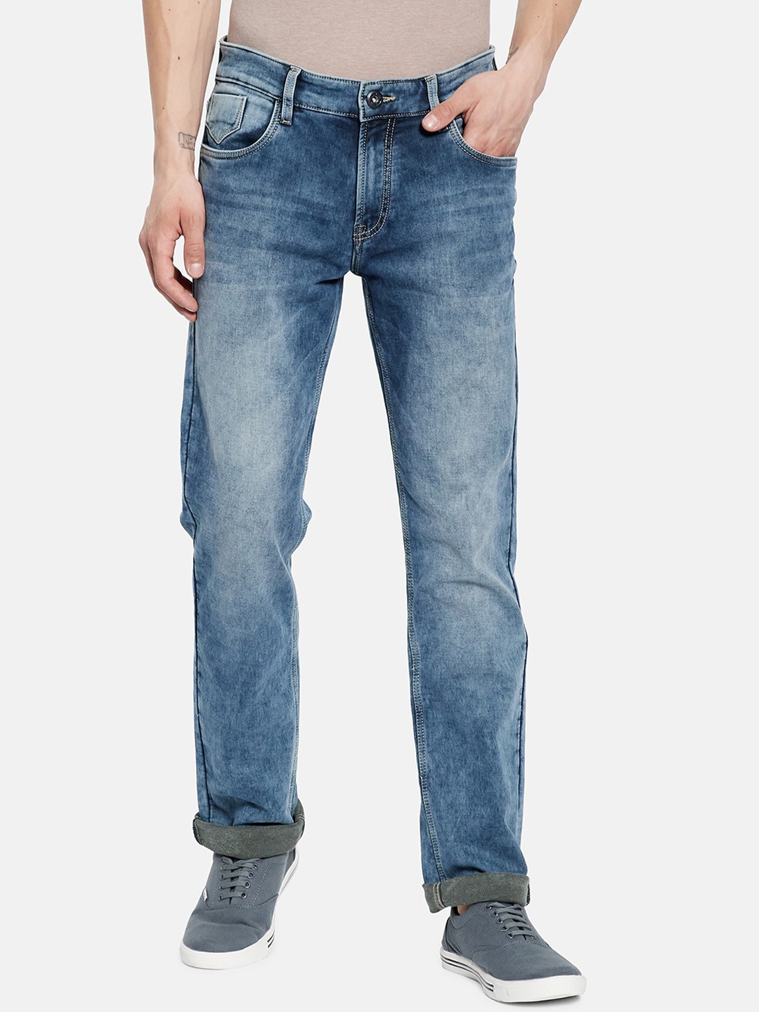 

Octave Men Blue Low Distress Heavy Fade Jeans