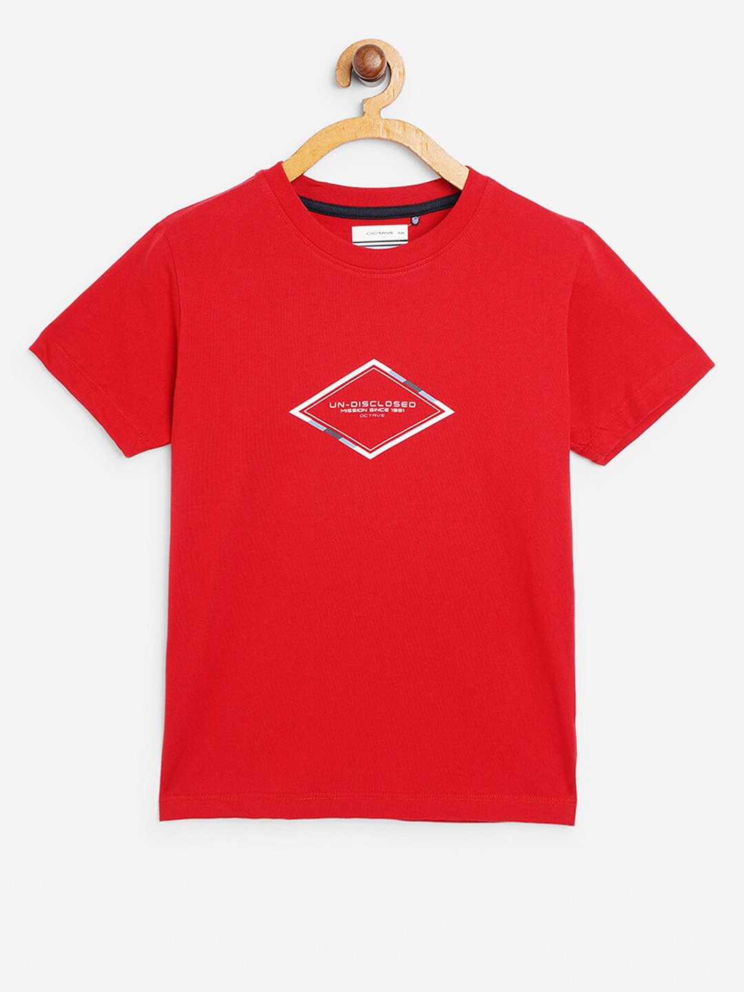 

Octave Boys Red Typography Printed T-shirt