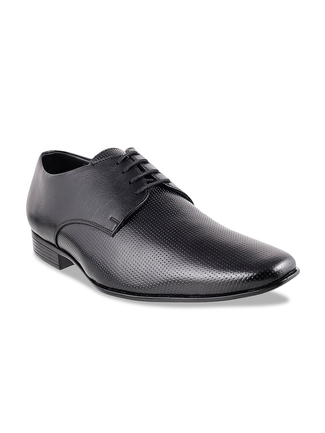 

Mochi Men Black Solid Leather Formal Oxfords