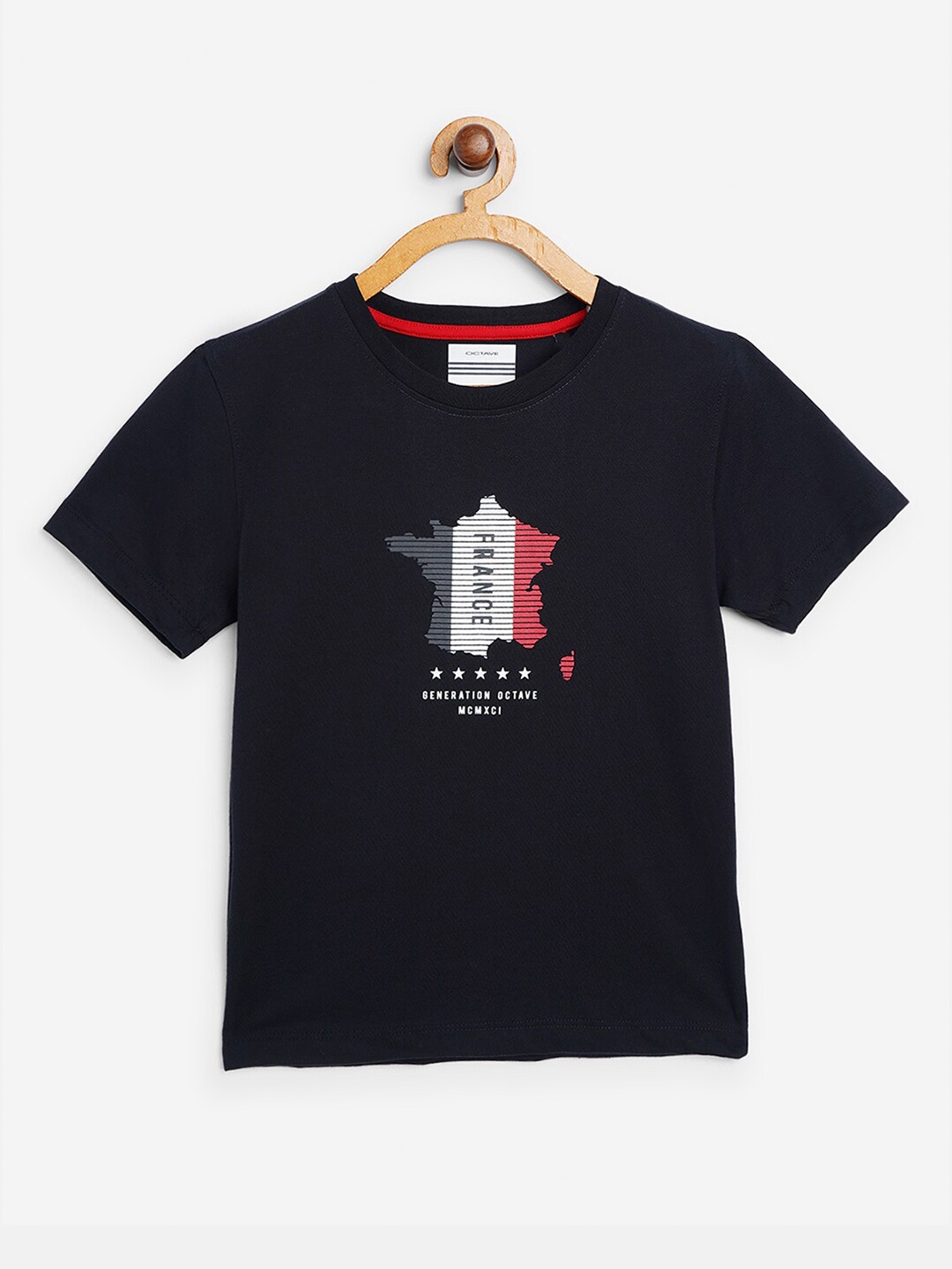 

Octave Boys Navy Blue Printed Cotton T-shirt