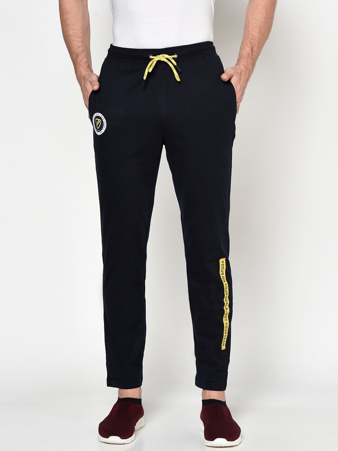 

Octave Men Navy Blue Solid Cotton Track Pants