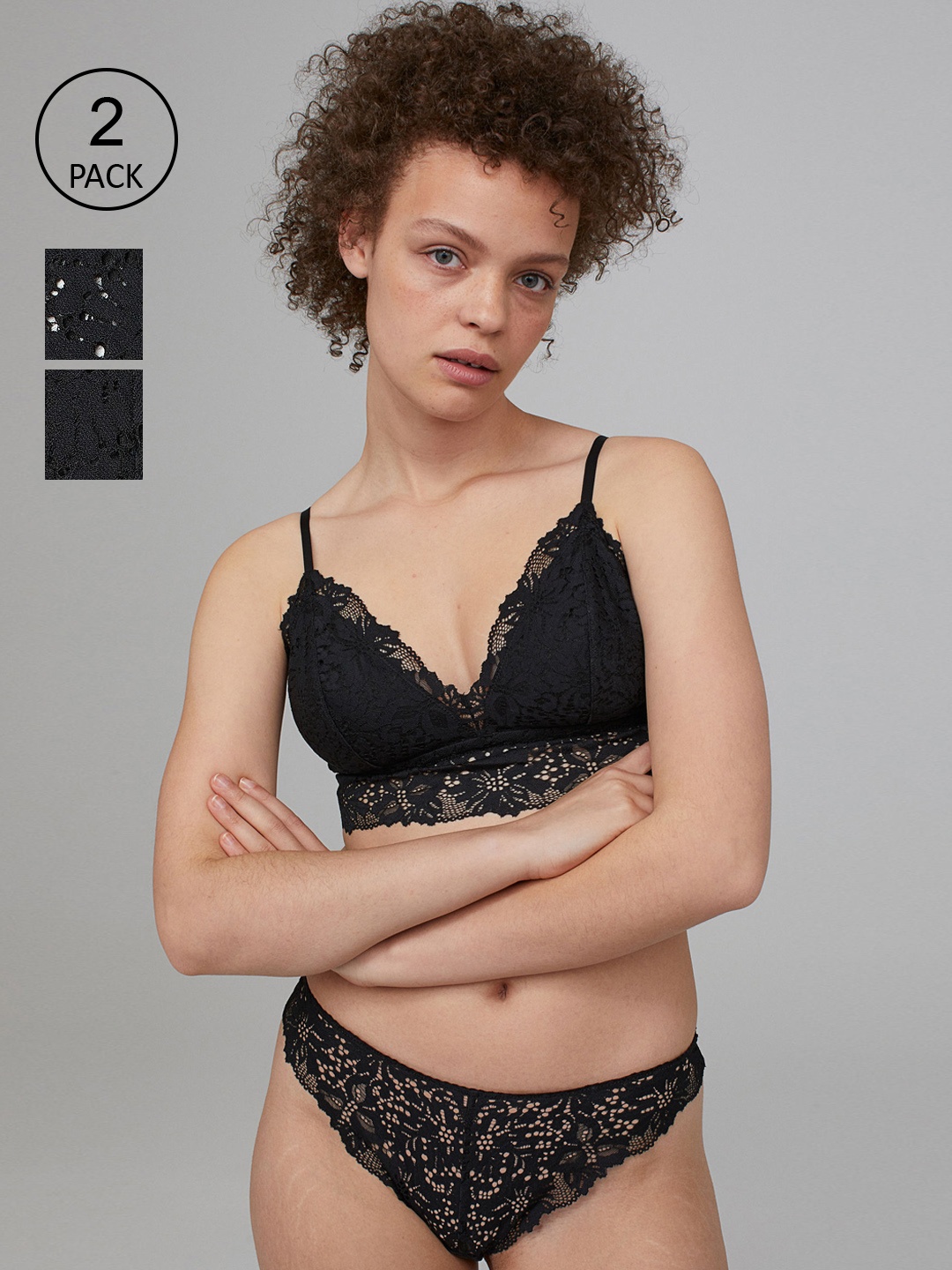 

H&M Black 2-Pack Lace Brazilian Briefs 0957110001