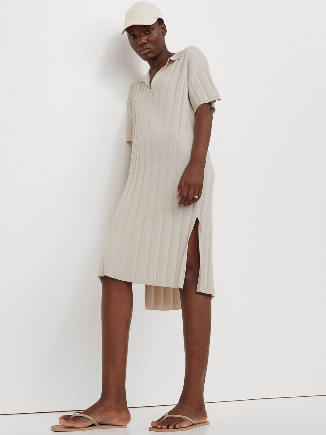 

H&M Beige Rib-Knit Dress